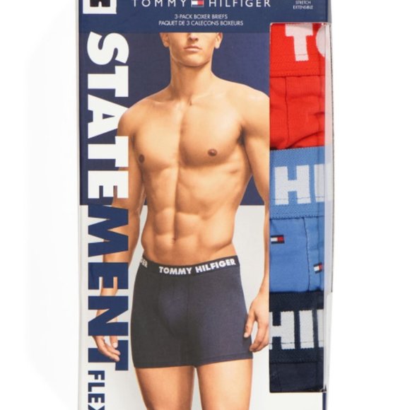 TOMMY HILFIGER Statement Flex Boxer Briefs 3 Pack Men's - Picture 2 of 2